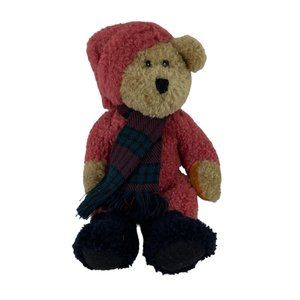 Boyds Collection Santa Teddy Bear‎ 12" Plush Jointed Christmas Hat Scarf Vtg